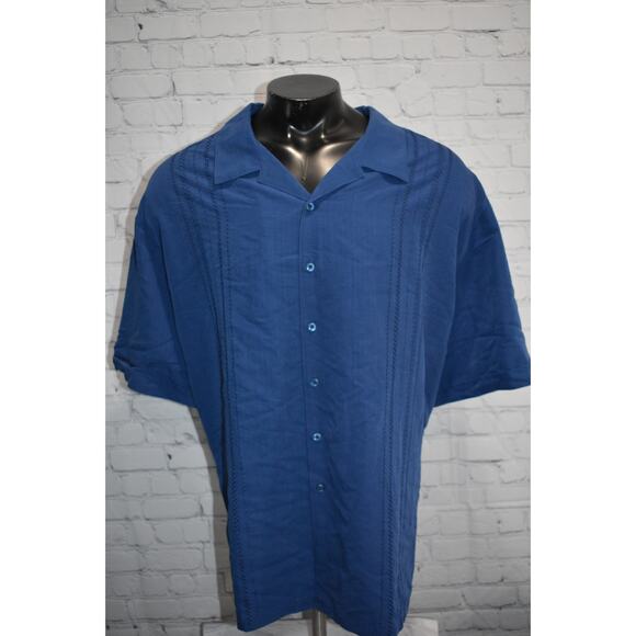 Cubavera Hawaiian Shirt Mens Size 4XL BIG Viscose Polyester Blue - Picture 2 of 6